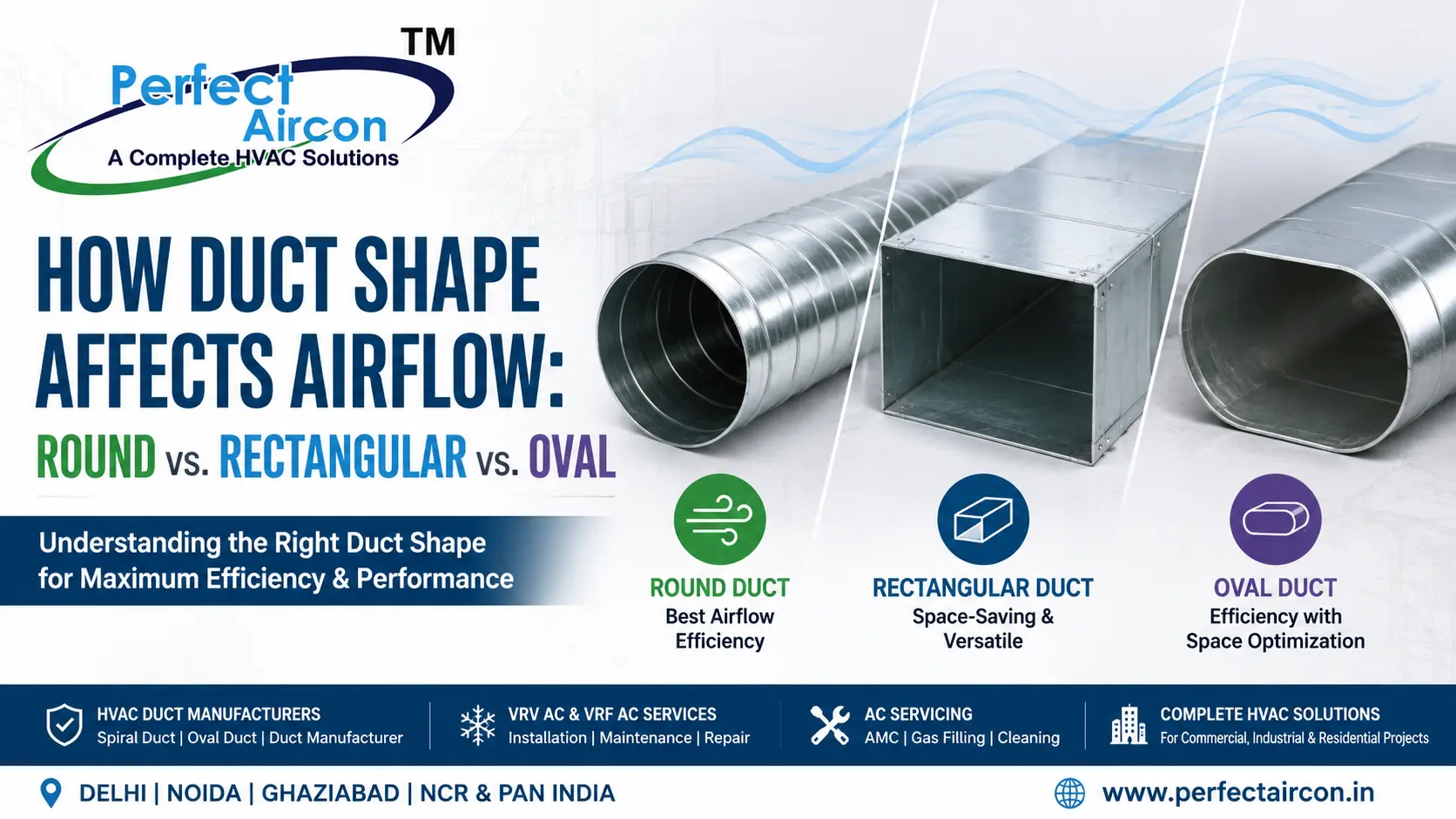 You are currently viewing How Duct Shape Affects Airflow: Round vs. Rectangular vs. Oval